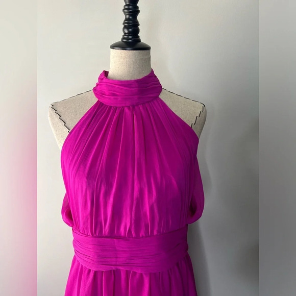 Belle Bagdley Mischka Magenta Maxi Prom Wedding Formal Dress sz 12 pageant long - Picture 3 of 12